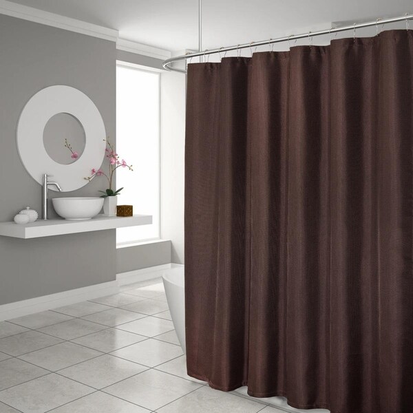 Gfancy Fixtures 72 x 70 x 1 in. Luxurious Brown Waffle Weave Shower Curtain GF2627937 - main